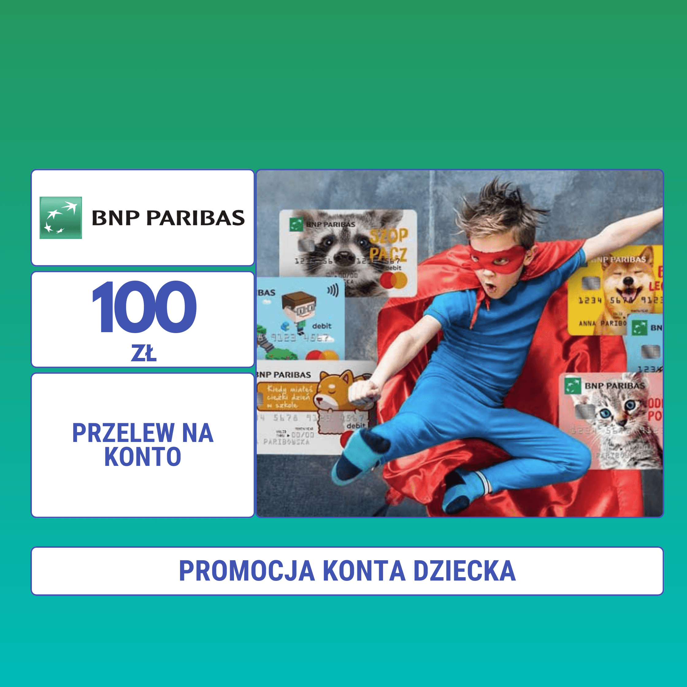 100 zł na dobry początek - dla dzieci z Kontem Karty Samodzielniaka w BNP Paribas - edycja 3