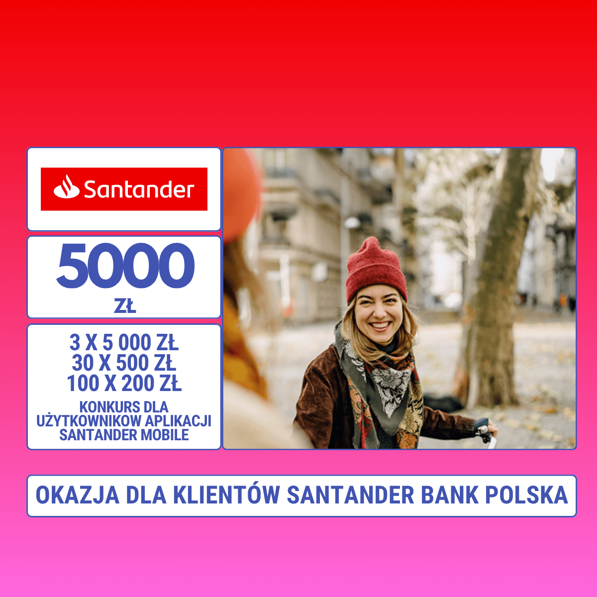 Konkurs Lepszy dzień z apką Santander Bank Polska - zgarnij do 5000 zł