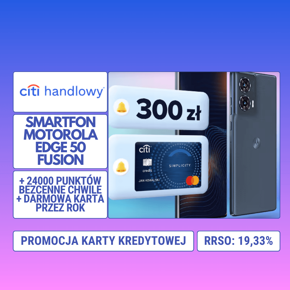 Promocja Widać korzyści z Kartą Kredytową Citibank: Odbierz Smartfon Motorola Edge 50 Fusion + 24 000 punktów