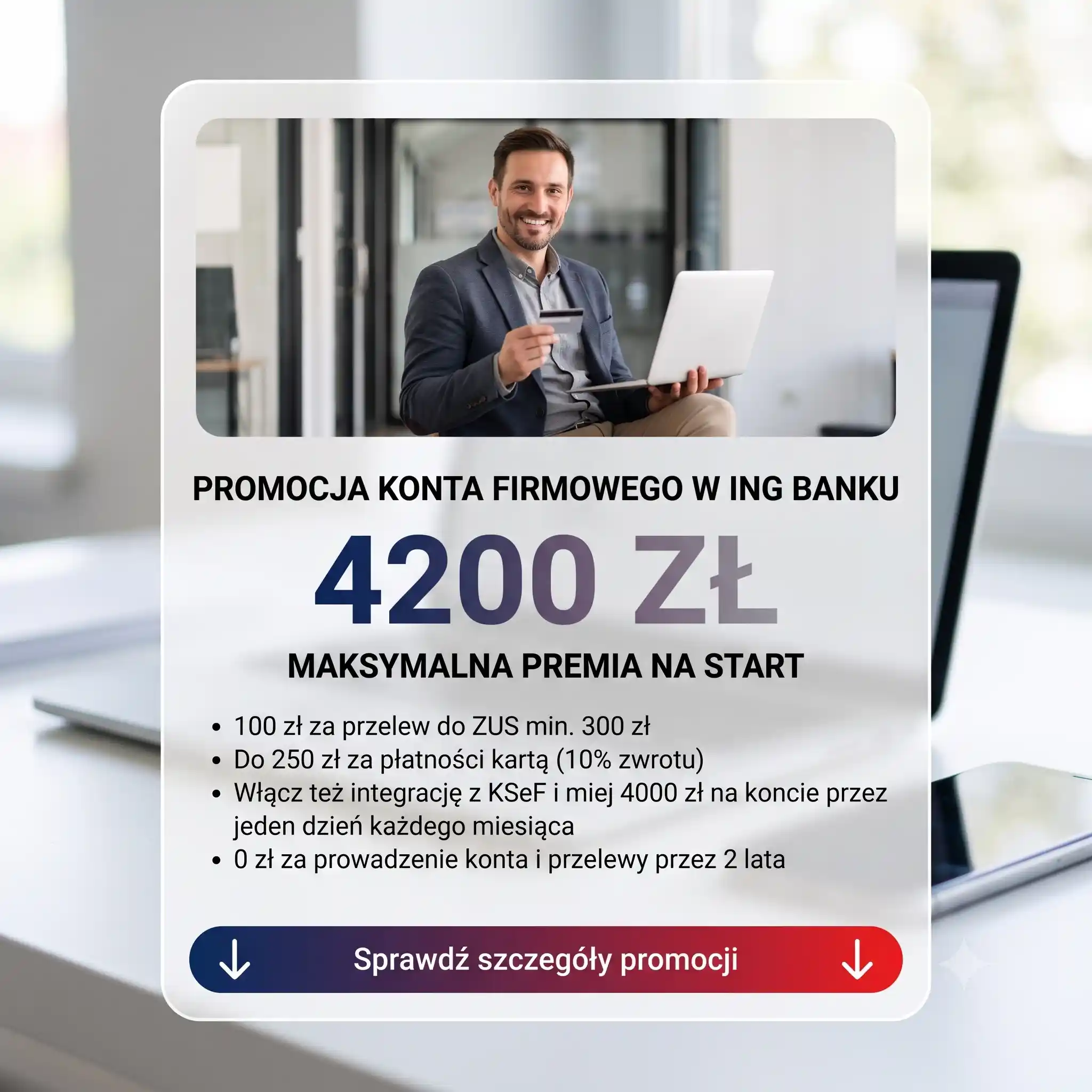 Konto Direct dla Firmy z promocją Łatwiejszy pierwszy rok i Konto za 0 zł w ING z premią 4200 zł